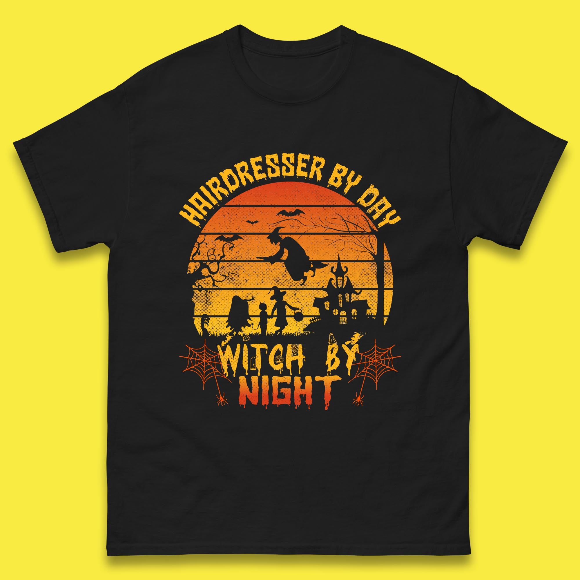 Hairdresser By Day Witch By Night Funny Halloween Hairstylist Spooky Witch Mens Tee Top S