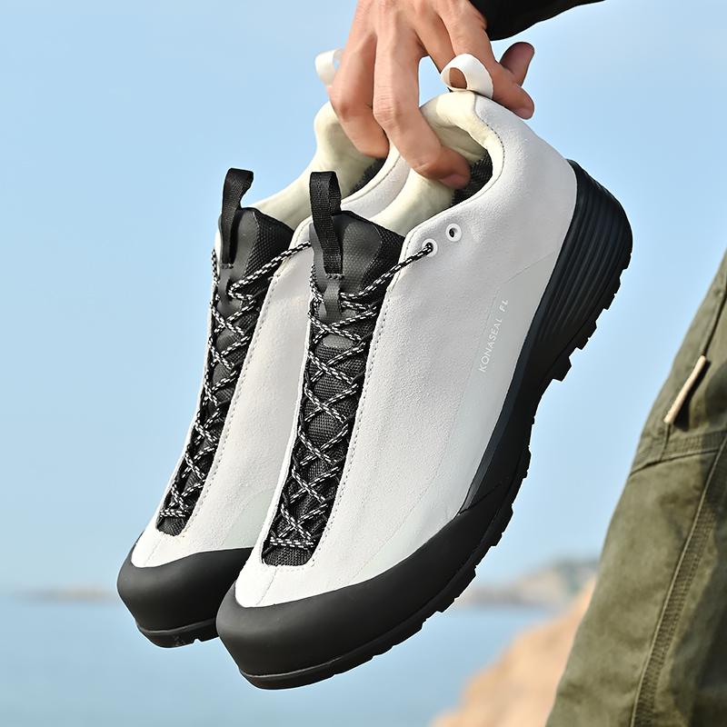 Men's Waterproof Leather Hiking Shoes Durable Outdoor Sport Men Trekking Leather Shoes Lace-Up Climbing Hunting Sneakers