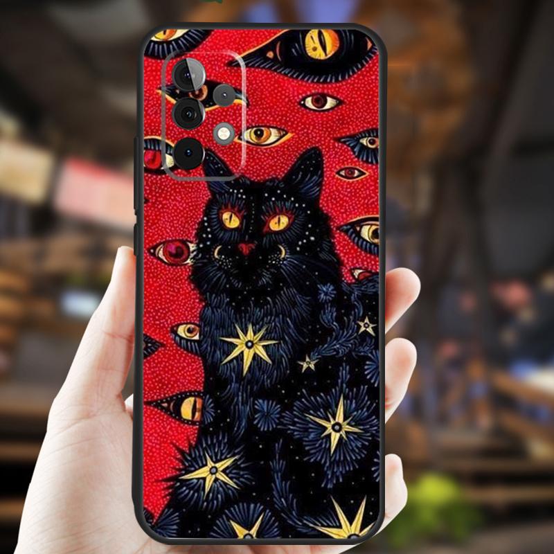 Death Tarot Cat Case For Samsung Galaxy A32 A56 A16 A15 A22 A52 A54 A14 A26 A36 A55 A35 A05 A06 A53 A33 A13