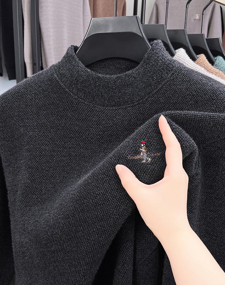 Herren Winter Chenille Samt Pullover: Halbhoher Kragen, Verdickte Strick-Basisschicht für mittleres Alter & junge Erwachsene.