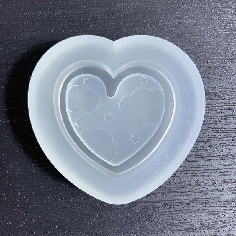 Silicone Quicksand Mold Starry Star Cloud Love Heart Shape Epoxy Resin Casting Tool for Handmade DIY Pendant Craft