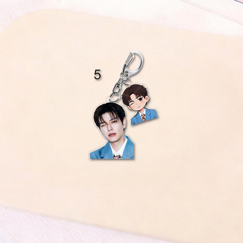 Stray Kids Member Double Acrylic Keychain Cute Cartoon Anime Portrait Pendant Bag Charm Key Ring Fan Support Merchandise Gift
