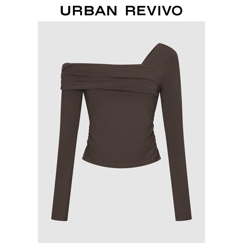 UR 2025 Winter Asymmetrical Neck Long Sleeve T-Shirt M