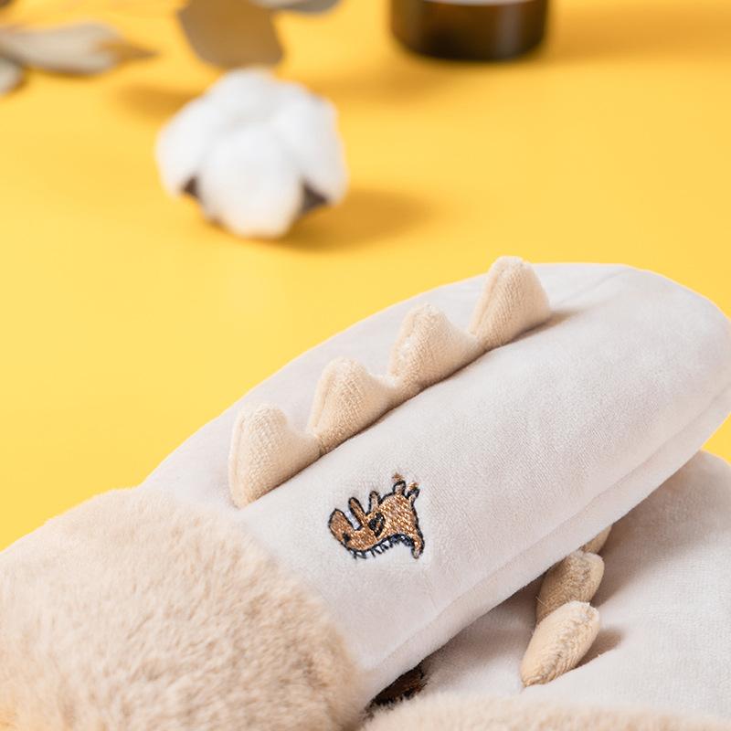 Warme Dinosaurier-Kinderhandschuhe, Wildleder-Cartoon-Kinderhandschuhe Großhandel, verdickte Fleece-Fäustlinge