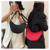Trendy Lychee Grain French Crescent Crossbody Bag - High-End Fashionable Saddle Design