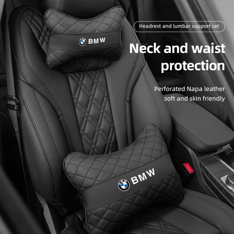 1xCar Seat Neck Pillow Headrest Lumbar Waist Support Cushion Keychain For BMW X1 X2 X3 X5 X4 X6 X7 iX3 F20 F10 F07 E70 E46 SU5