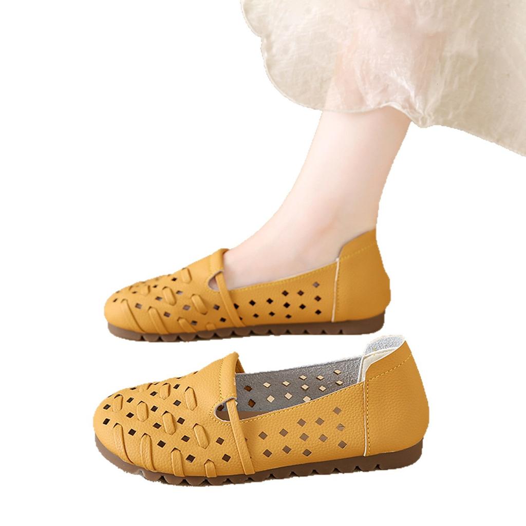 Damen-Sommer-Einzelschuhe mit flacher Sohle, neu, mit Rock, hohl und atmungsaktiv, lässig zum Hineinschlüpfen, Kind