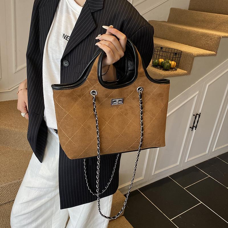 Large-capacity Commuter Tote Bag, Retro Suede Underarm Bag, Commuter Single-shoulder Handbag