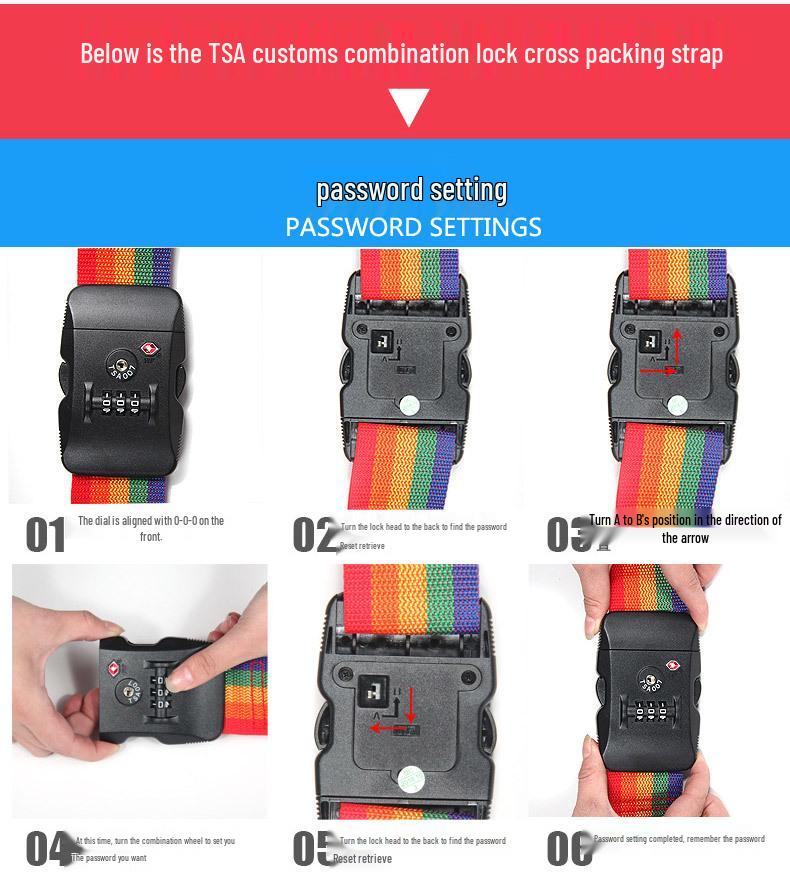 Explosion-Proof Customs Lock Luggage Straps: Reinforced Cross-Packing Straps for Tightening Checked Baggage.