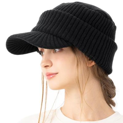 Strickmütze mit Charlie Knit Loose Small Knit Long Cold Earmuffs Größe [Loo&c] Mütze, Damen, Krempe, Casquette, Größe, Gesicht, Cap, Krempe, Herbst/Winter,