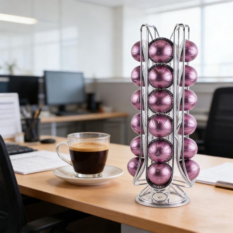 Small Turn Coffee Portion Display Holds 24 Divisions In Sparkling Metal Design Perfect For Small Locations