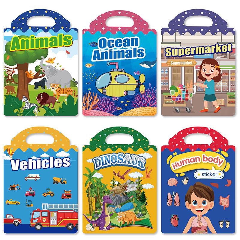 Children's Interactive Sticker Book: Creative Scene Handbag with Jelly Stickers and Cognitive Puzzles