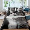 3D Digitaltrykk 2/3 stk Dyre Kattemønster Dynetrekk Putetrekk Dobbeltsengsett Trekk Dyne Mykt Mikrofiber Sengetøysett