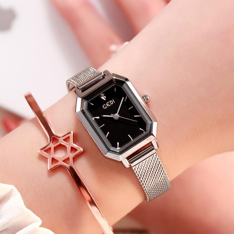 Simple And Versatile Casual Watch Women'S Square Retro Mesh Belt Watch Waterproof Quartz Women'S Watch