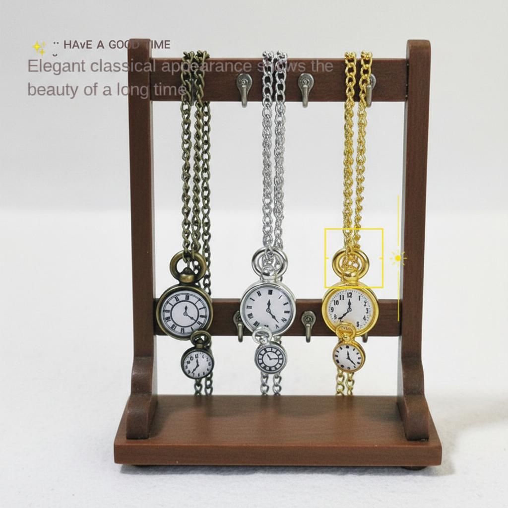 Necklace Watch Dollhouse Simulation Pocket Watch Simulation Toy Vintage Mini Doll Necklace Pocket Watch Alloy Ob11 Accessories
