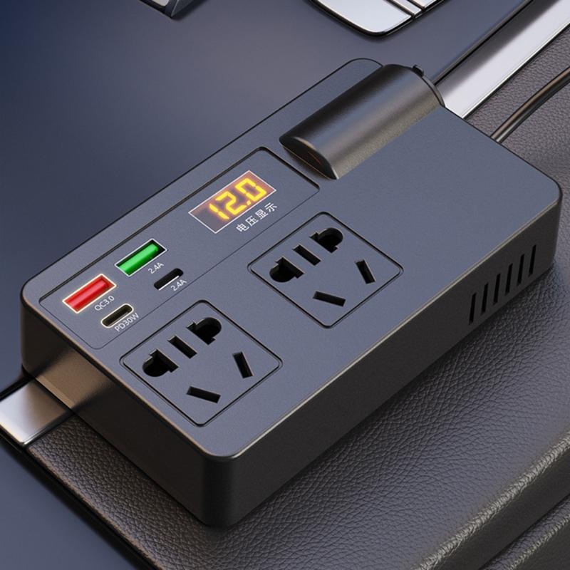 120W Car Power Inverter with PD 30W Type-C & USB-A Port DC12V-24V To 220V Car Plug Adapter Outlet Vehicle