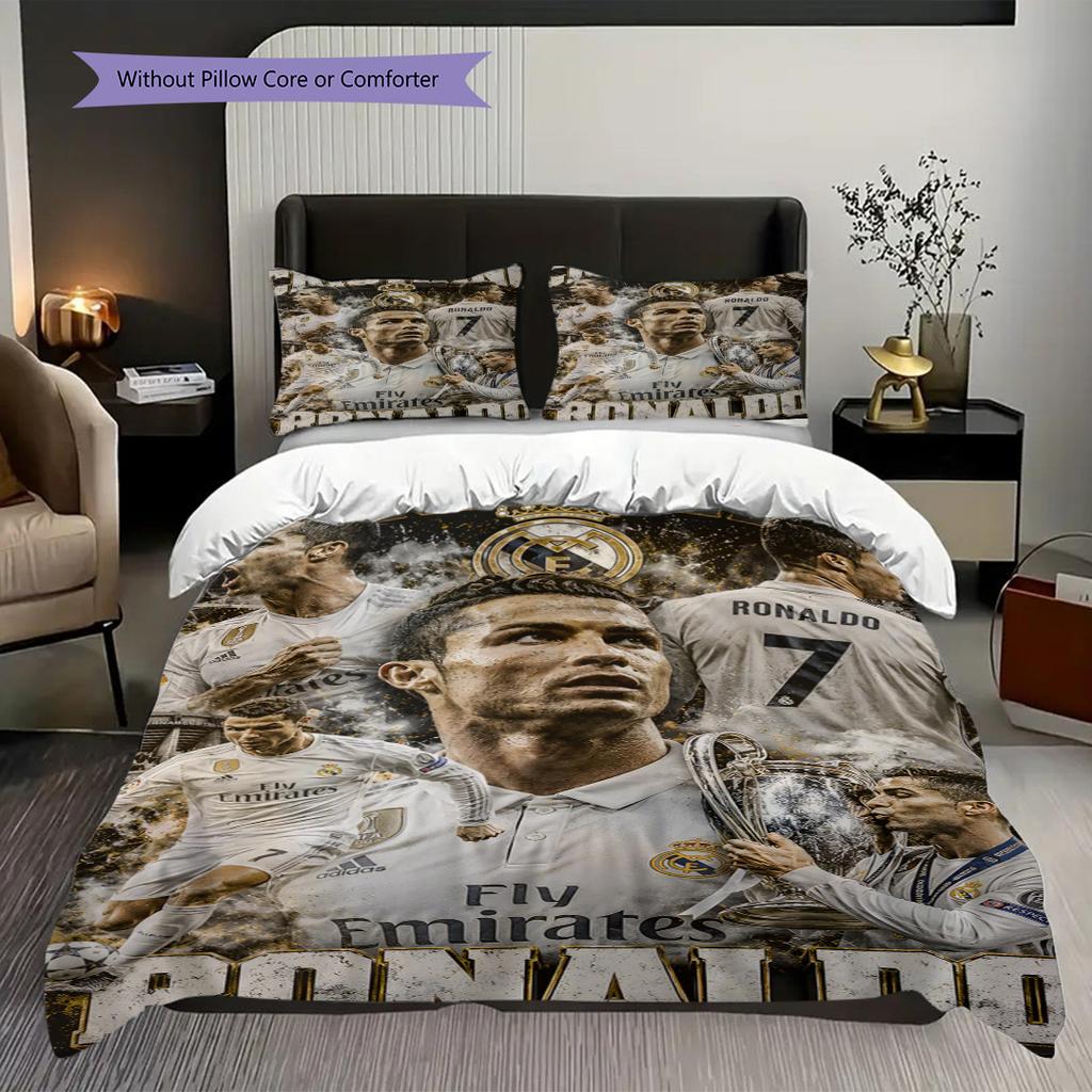 Portugal Football Legend Ronaldo Threepiece Set Without Core 1 Duvet Cover 2 Pillowcase Without Core Christmas Birthday Gift Bedding Set