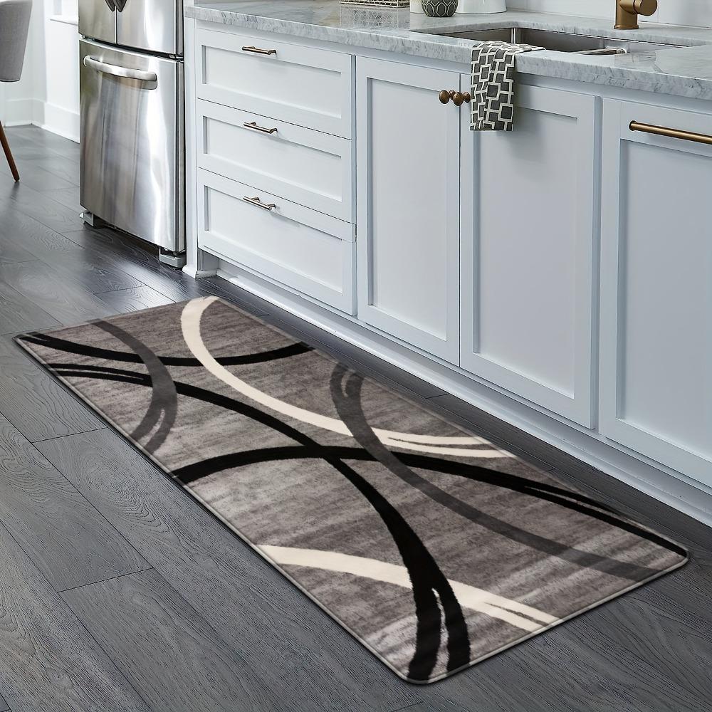 2pcs Textured Design Kitchen Mats, Creative Lines Print Throw Carpets, Washable Hallway Runner Rugs,  Farmhouse High Traffic Area