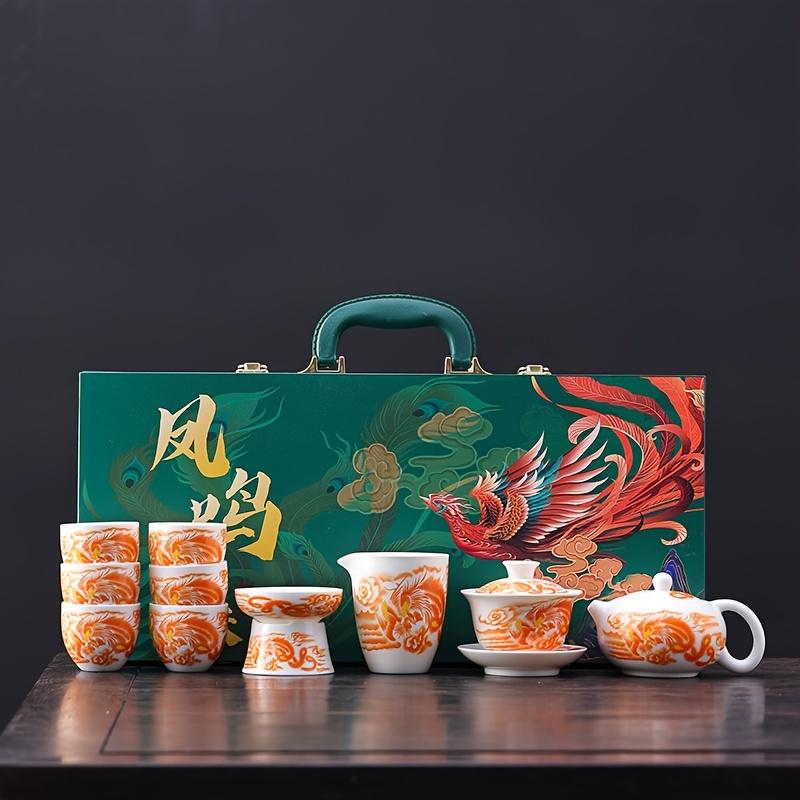 

1 комплект изысканного керамического чайного сервиза «Танец Феникса» с подарочной коробкой, включая чашки, чайник и морской чай. Идеально подходит для весенних праздников, праздников, дней рождения, традиционный дизайн. Ceramics