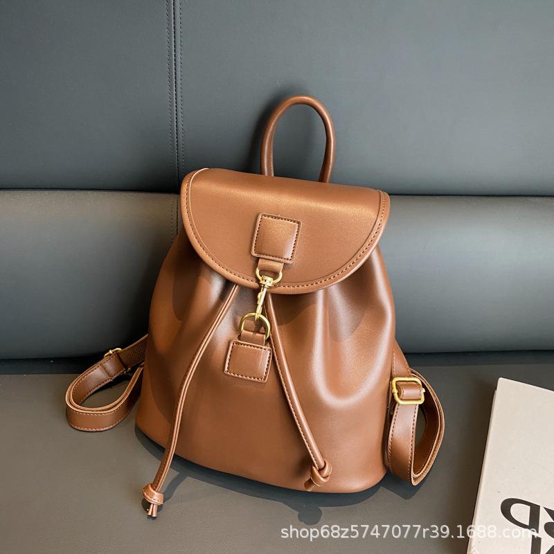 Backpack Women's Backpack 2025 New Trendy Travel Niche Bag High-end Leather Leisure Travel Schoolbag