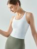 Women's Long Yoga Vest with Chest Pad, U-Neck, Tight-Fit, Beautiful Back, Sleeveless Fitness Sports Top