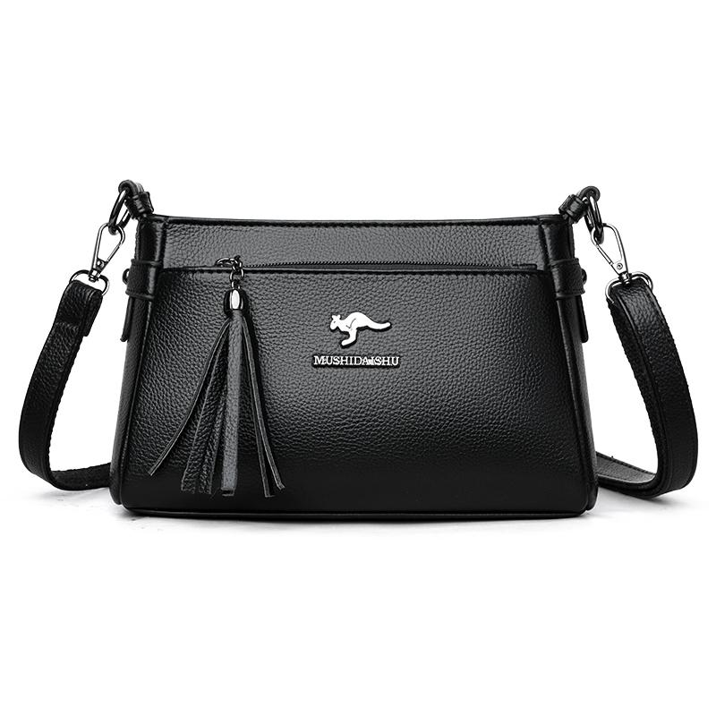 Soft Leather Women's Small Square Bag Shoulder Bag Middle-Aged Mother's Bag Commuter Crossbody Bag