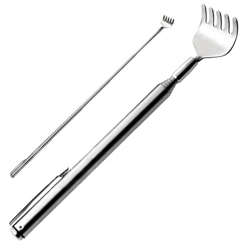 1pcs Stainless Steel Telescopic Back Scratcher Telescopic Pen Clip Portable Back Scratcher Itch Massage Tool