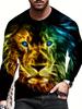 Fashion Lion 3D Printing Men's Long Sleeve T Shirt Autumn Pullover Comfortable Fit Street Casual Oversized Harajuku Shirt Tops