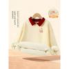 Girls' Sweatshirt Autumn and Winter Style A-Class Children's Autumn Clothing Fleece-Lined Thickened Warm Long-Sleeve T-Shirt Girls' Collared Top