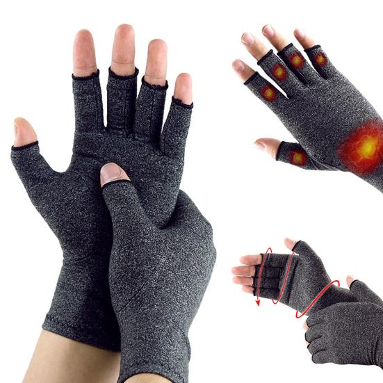 Arthritis Compression Gloves Breathable Half-Finger Gloves Stretchy Hand Arthritis Relief Gloves for Typing Carpal Tunnel Rheumatoid Tendonitis