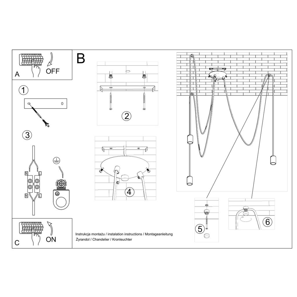 Edison chandelier 3 black