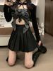 High-waisted Slimming Black Skirt Women's Summer A-line Wrap Skirt Collegiate Style for Petite Frames Casual All-match Versatile Pleated Mini Skirt