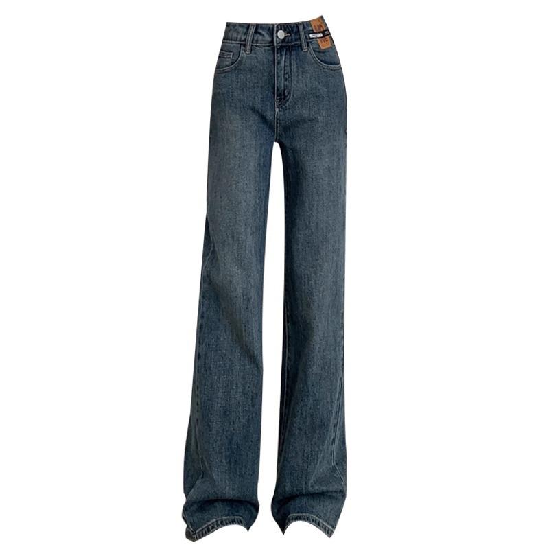 2025 Spring Women's High-Waisted Wide-Leg Draped Jeans: Slimming Retro Style