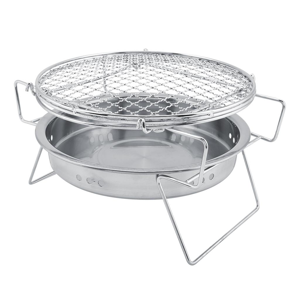 Mini-Grill aus Edelstahl, faltbar, tragbar, runder Grillofen für Outdoor-Camping, Terrasse