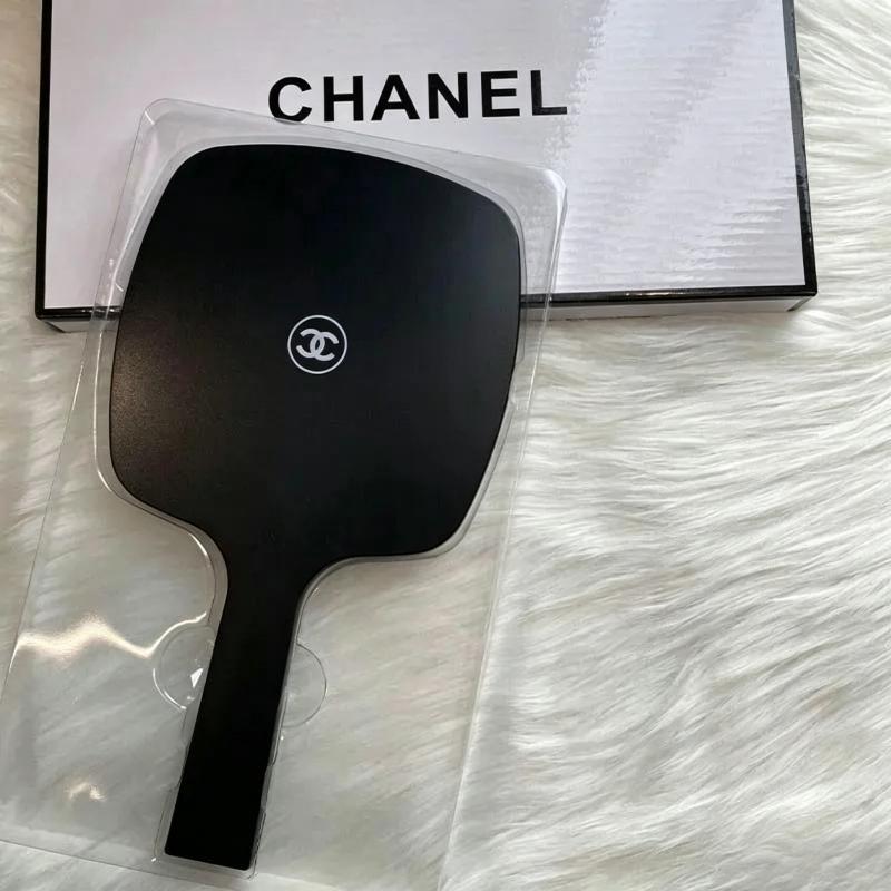 Chanel Style Black Square Handheld Makeup Mirror, 15×25cm Single Sided Shockproof Cosmetic Vanity Mirror чёрный