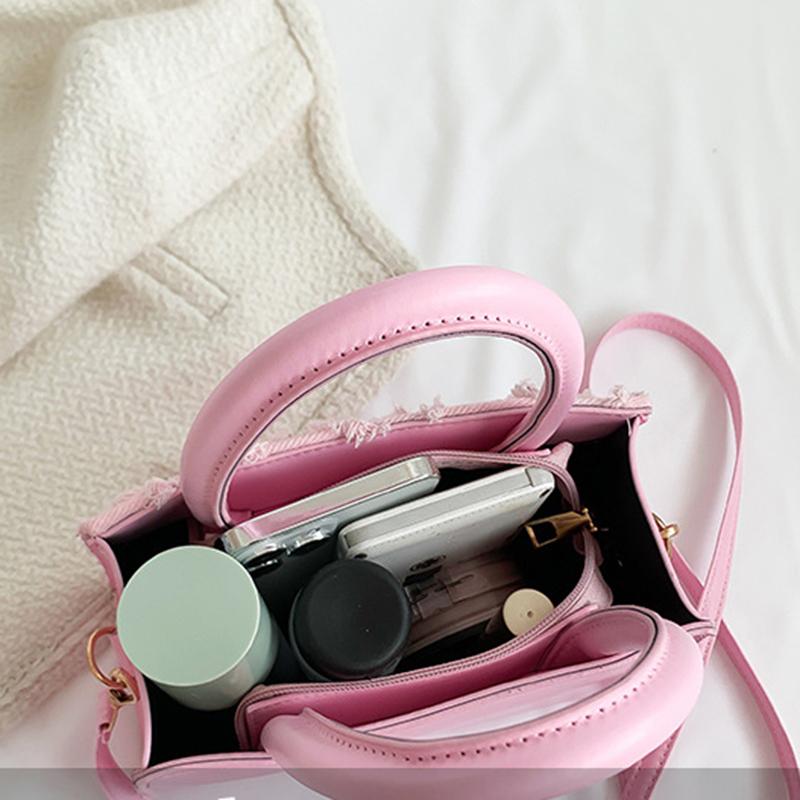 Women's Small Square Bag Diamond Shaped Pattern Raw Edge Shoulder Bag Fashion Trend Crossbody Bag Female Handbag CLE