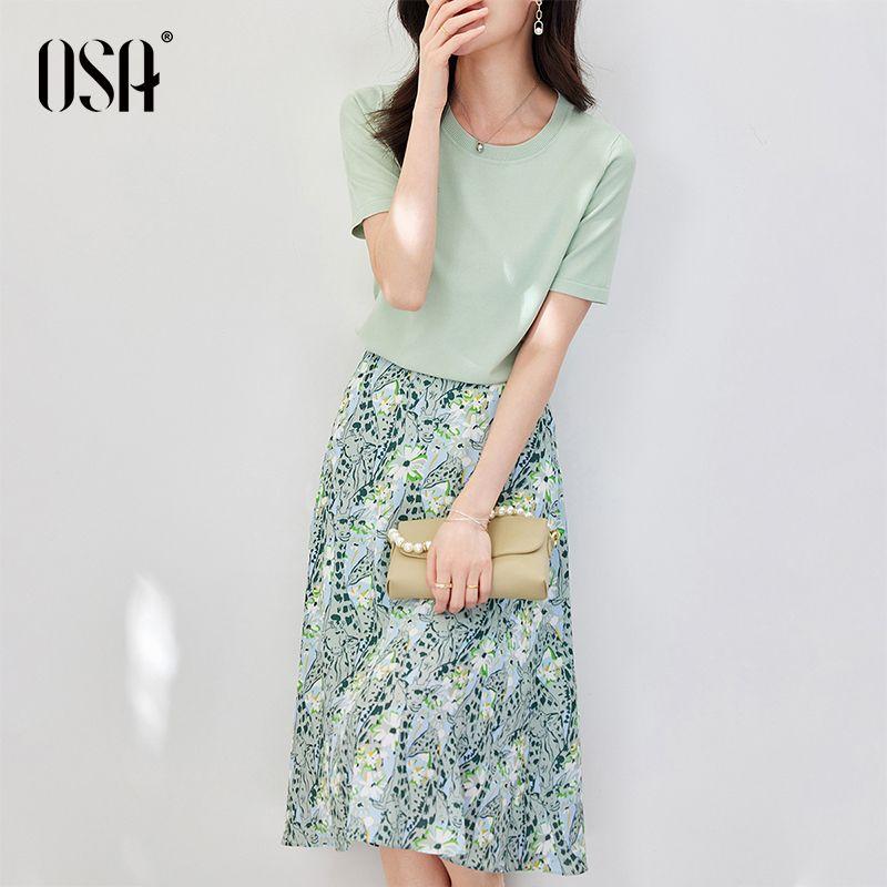 

Летний цветочный комплект из двух частей длиной до середины икры Light green A XS