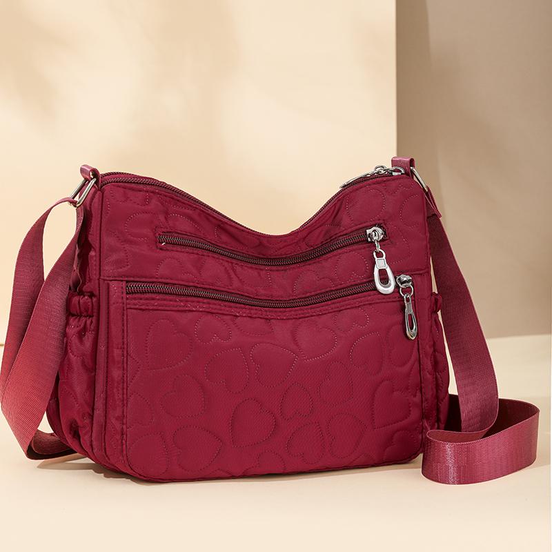 

Women s Crossbody Bag Multi-Compartment Middle-Aged and Elderly Shoulder Bag Solid Color Mother Bag Яскраво-рожевий