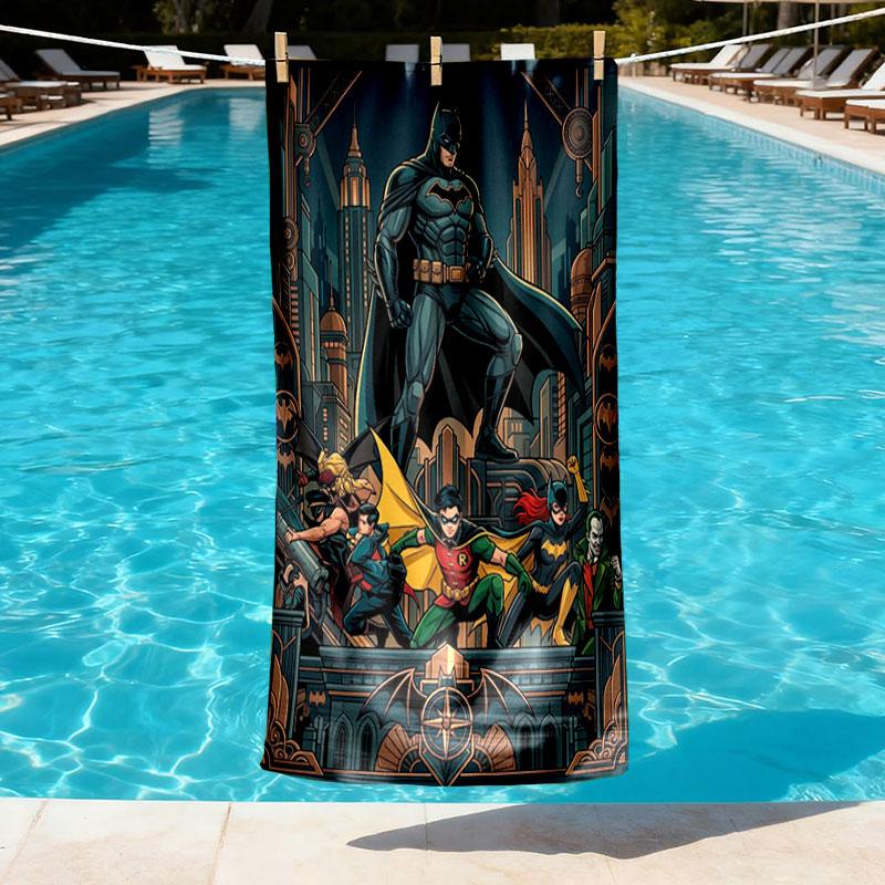 Batman Print Beach Towel Design, Soft, Lightweight. for Home Bathroom, Spa, Pool, Yoga, Surfing, Camping, Gift for Family, Friend