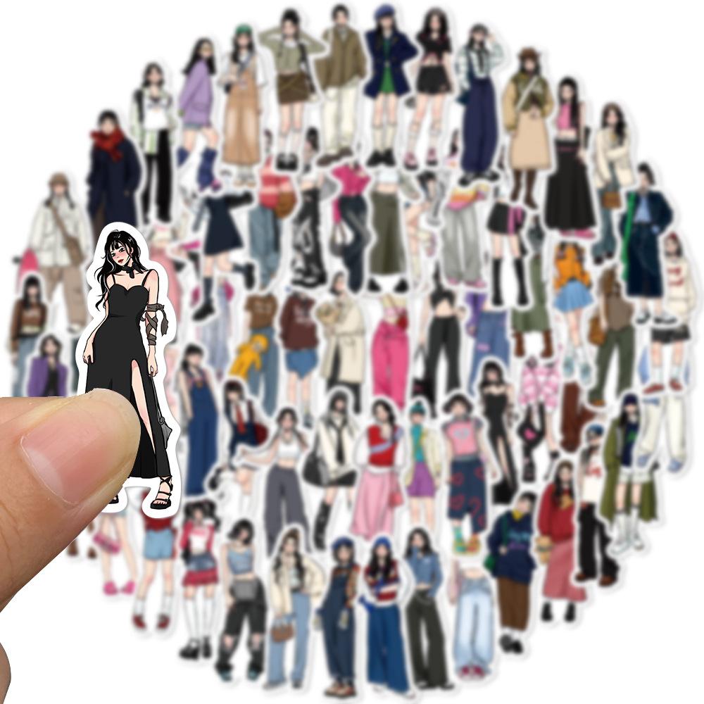 65 Modern Girl Outfits Graffiti Stickers Decorate Guitar Suitcase DIY Creative Waterproof Stickers