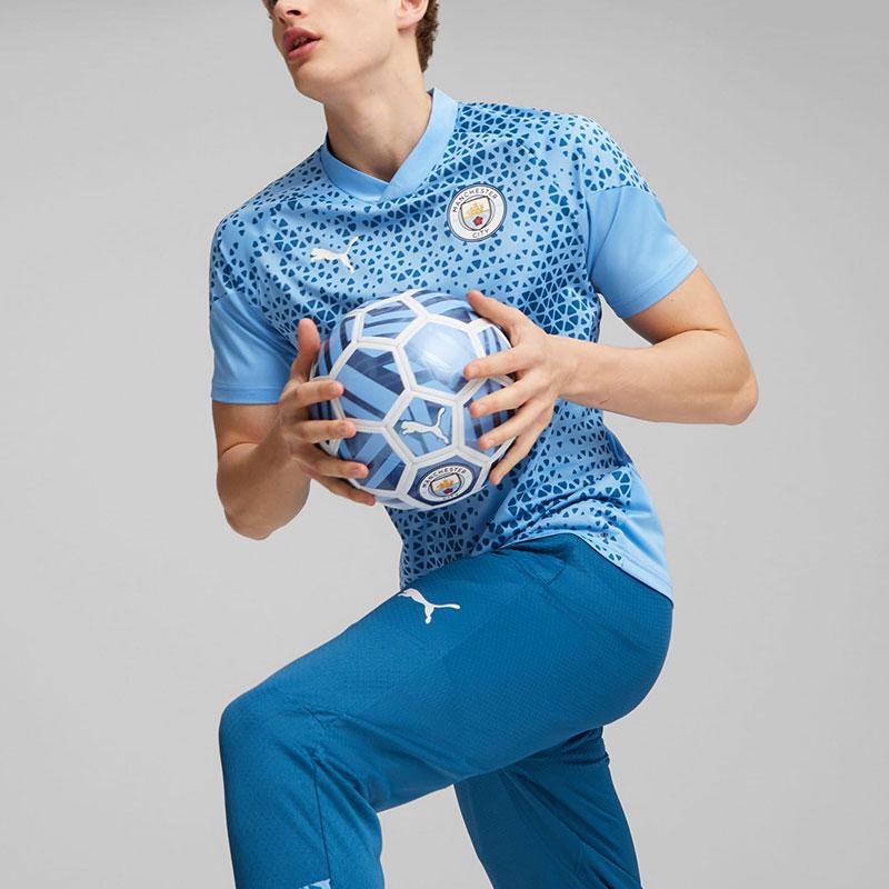 Puma Manchester City Football Training Logo Print Short Sleeve Jersey Men Jersey Light-Blue 772855-15