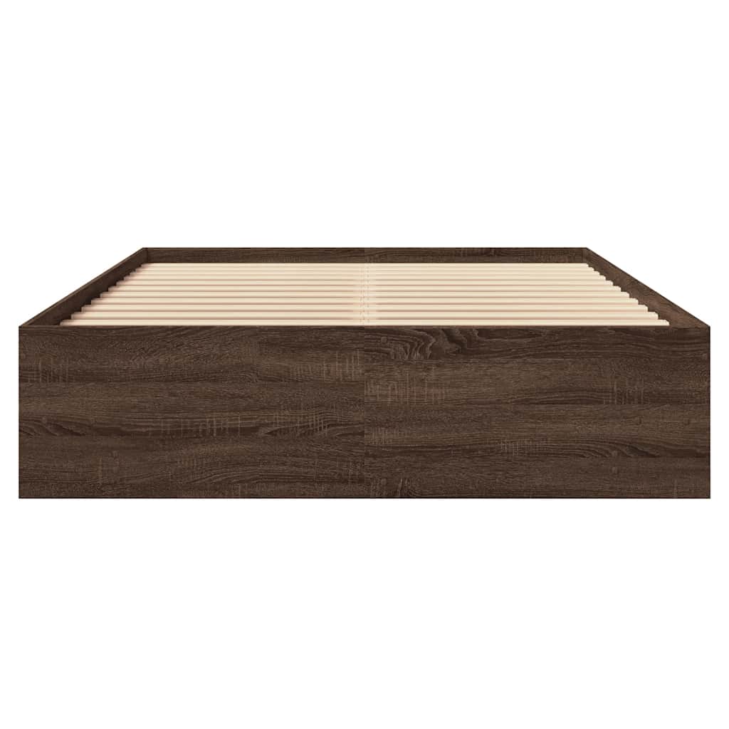 Bed Frame Without Mattress Brown Oak Look 120 X 200 Cm Engineered Wood