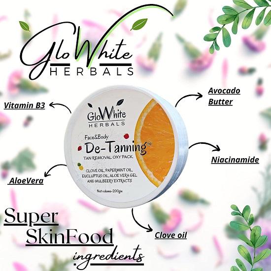 GloWhite Herbals De Tan Face Pack For Glowing Skin 200gm