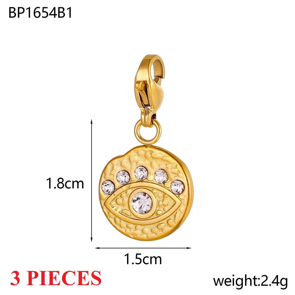 3PCS/LOT CARLIDANA Evil Eye Charms, Gold Plated Stainless Steel Zircon Pendants for DIY Jewelry Making