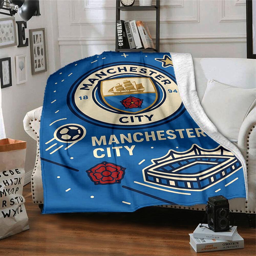Manchester City Wappen Decken Flanell Bedruckt Atmungsaktiv Warm Überwurf für Zuhause Büro Bettwäsche 0708a21