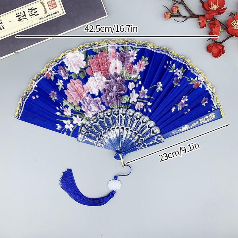 Silk Cloth Folding Fan Traditional Chinese Dancing Fans Hand Fan Portable Performance Props Vintage Wedding Party Photo Props