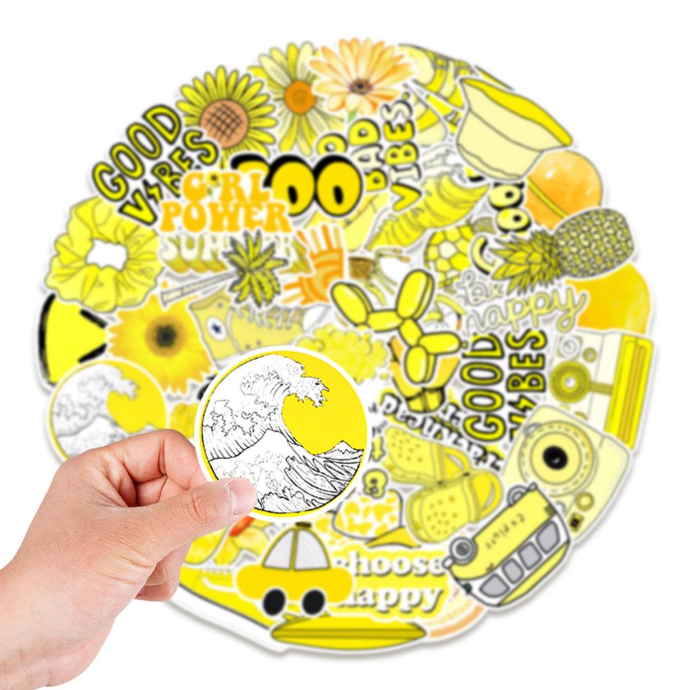 50 New Yellow Graffiti Stickers Balance Bike Laptop Mobile Phone Waterproof Stickers