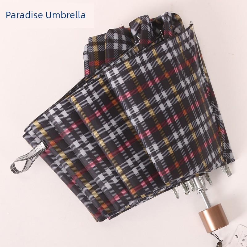 10 Bones British Style Extra Large Foldable Plaid Paradise Umbrella