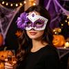 Photogenic Masquerade Masque for Women, Glitter Venetian Half Face with Side Gothic Flower And Feather Halloween Costume, Mardi Gras, Cosplay