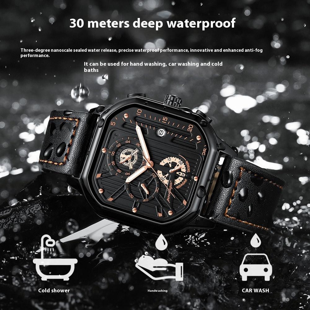 Sport Quartz Watch Men Silver Blue Chronograph Dress Wristwatch with Stainless Steel Band Auto Date Luminous Hands 24-hour